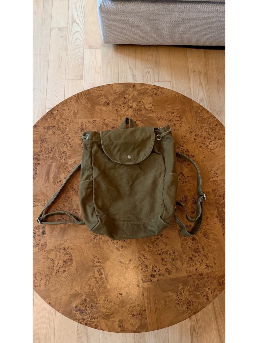 BAGGU Olive Green Canvas Backpack